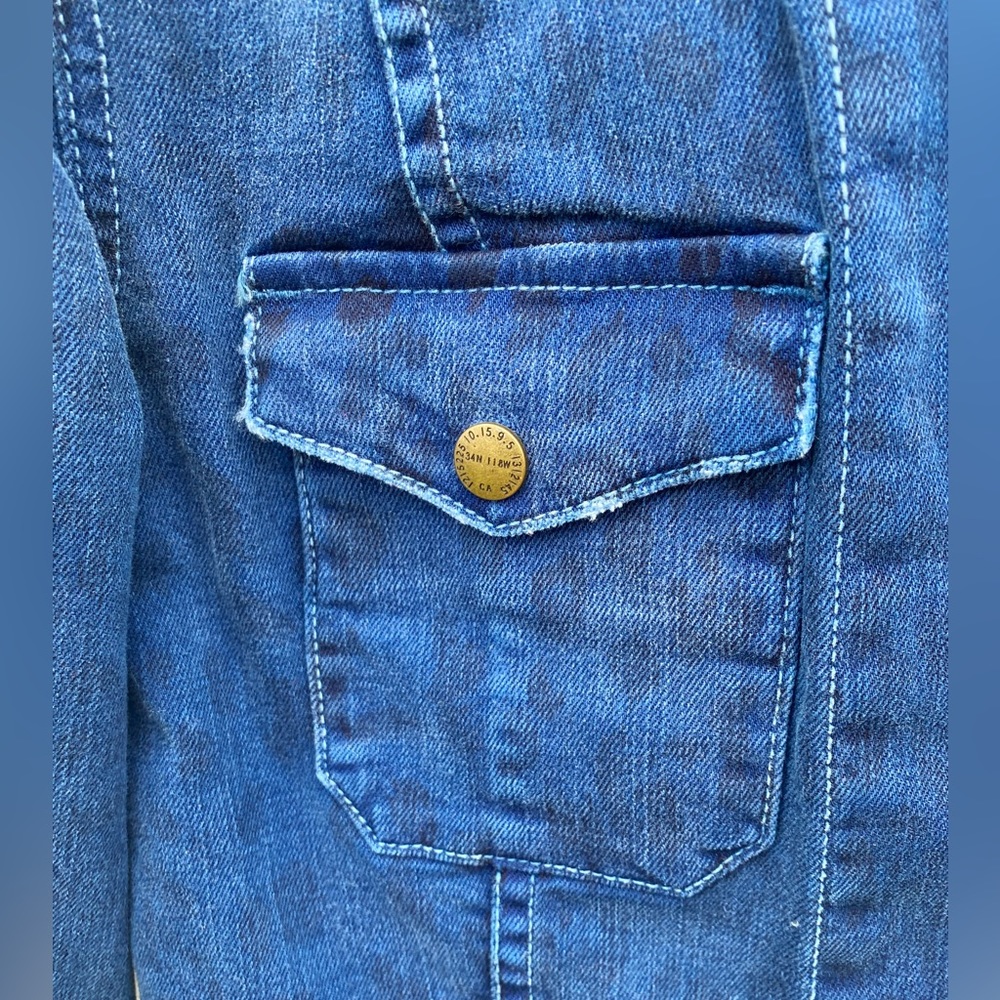 Current/Elliott Subtle Leopard Print Denim Jacket… - image 6